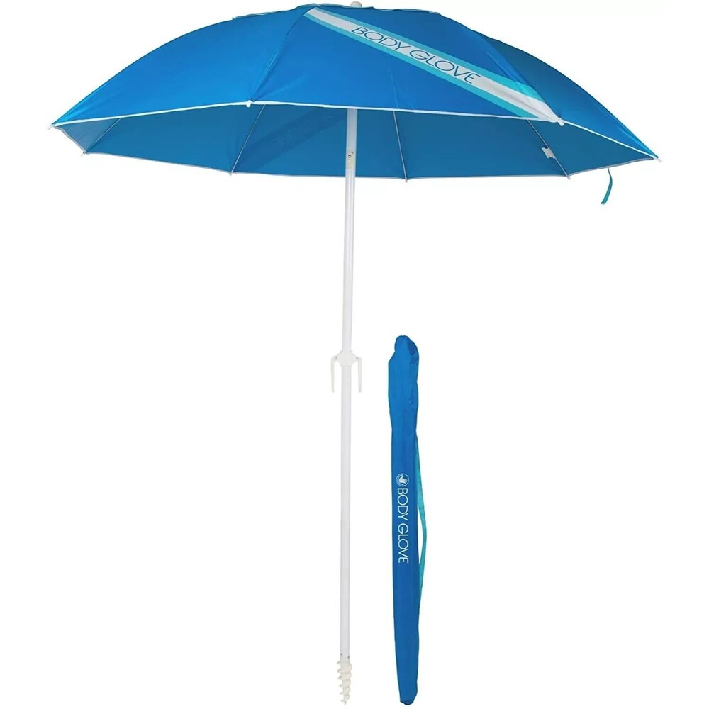 Body Glove 7 Foot Beach Umbrella w/ Matching Carry Bag with Strap - Neptune Blue